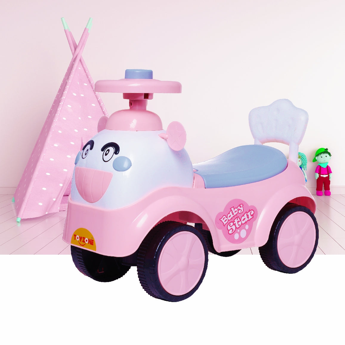 Baby Star Pink Push Ride-on Push Car with Storage Ride-On