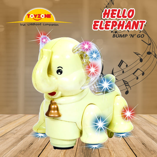 Hello Elephant Bump 'N' Go | Lights & Sound | Musical Baby Toy | Baby Dance Toy | Active Play Toy | Battery Operated Toy | Educational Toy for Infants | Infant Sensory Play Toy | For New Born & Toddlers