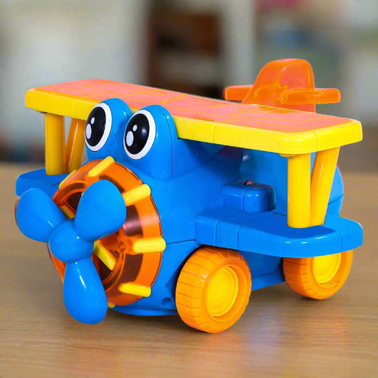 Vintage Plane Bump 'N' Go | Lights & Sound | Musical Baby Toy | Baby Plane Toy | Active Play Toy | Battery Operated Toy | Educational Toy for Infants | Infant Sensory Play Toy | For New Born & Toddlers