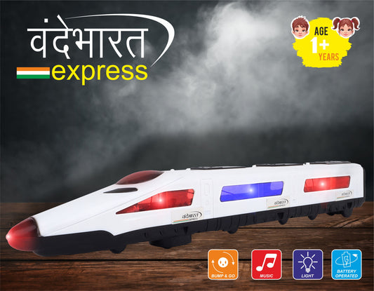 Vandey Bharat Express Bump 'N' Go (Header Pack) | Lights & Sound | Musical Baby Toy | Baby Train Toy | Active Play Toy | Battery Operated Toy | Educational Toy for Infants | Infant Sensory Play Toy | For New Born & Toddlers