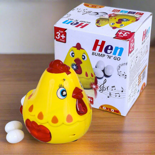 Hello Hen Bump 'N' Go | Lights & Sound | Musical Baby Toy | Baby Dance Toy | Active Play Toy | Battery Operated Toy | Educational Toy for Infants | Infant Sensory Play Toy | For New Born & Toddlers