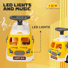 Load image into Gallery viewer, Happy Bus Ride On - Yellow | Toddler Ride-on | Lights &amp; Music | Ride-on with easy storage | Grip wheels | Make in India | Indoor &amp; Outdoor | For Kids 2+ years
