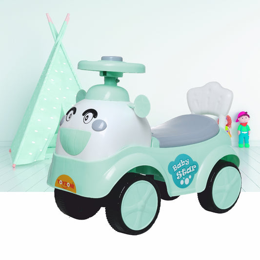 Baby Star - Green | Push Ride-on | Push Car with Storage | Ride-On Car with Backrest | Ride On for Toddlers | For Kids 3+ years