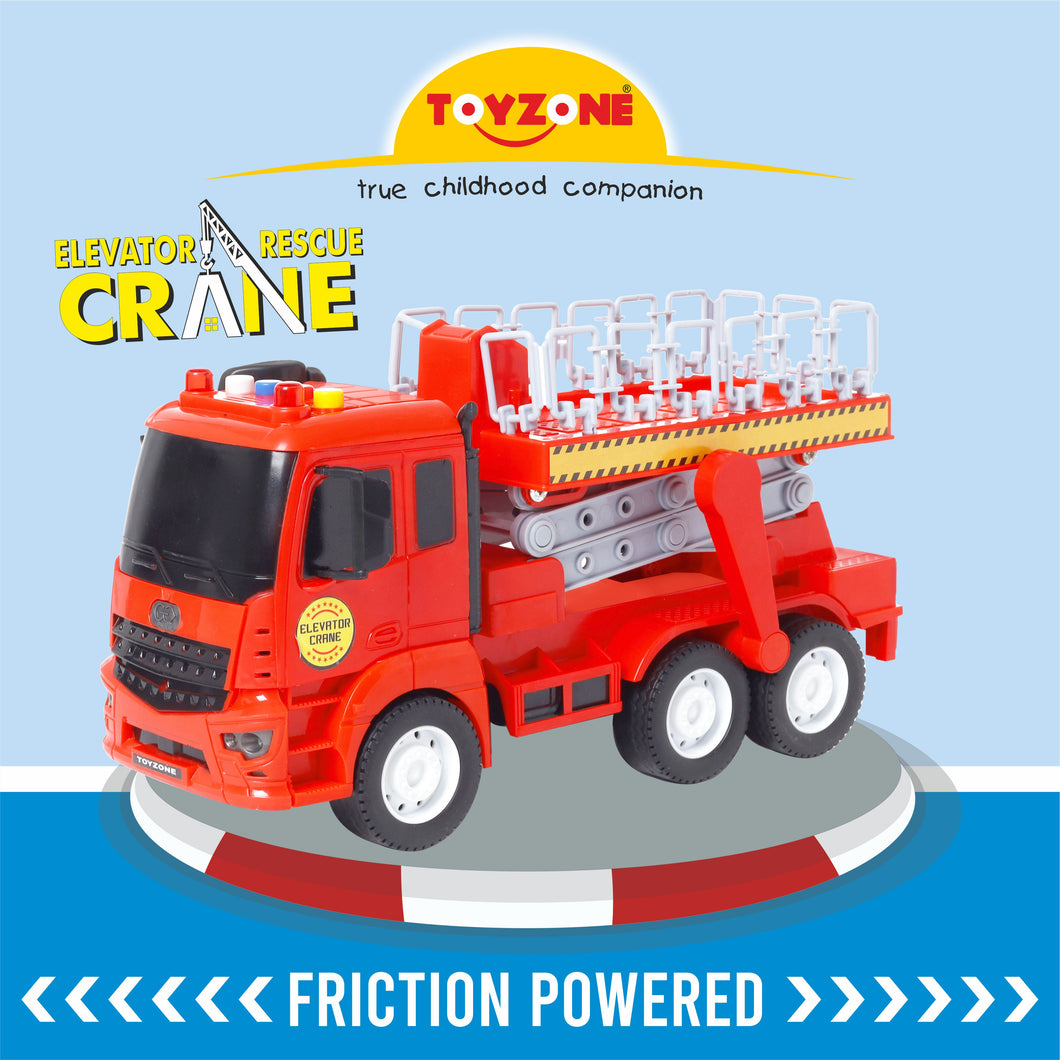 Elevator Rescue Crane | Friction Powered Toy | Unbreakable Toy | Push and Go | Made in India | For kids 3+ year