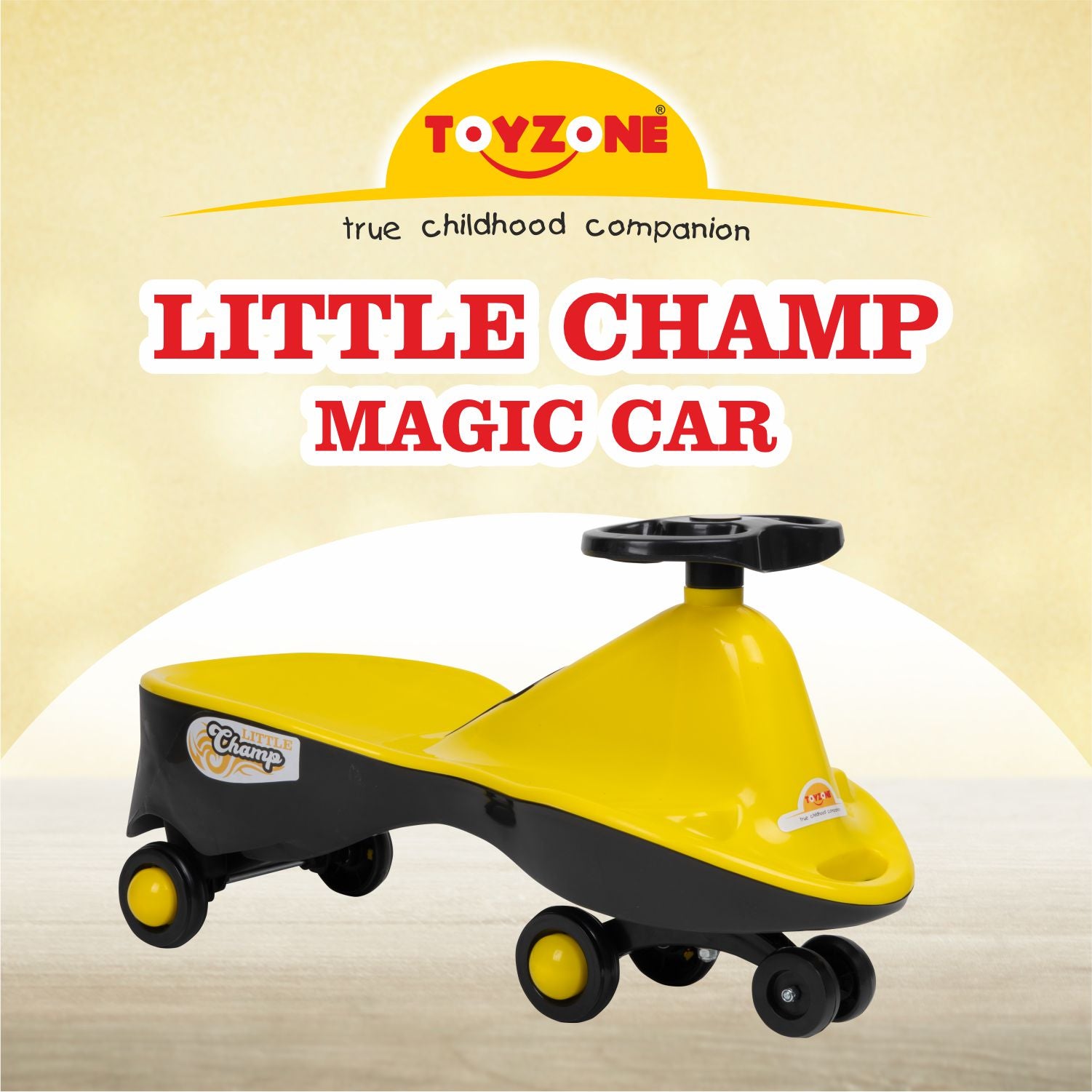 Little Champ Magic Car - Yellow | Swing Car | Kids Toy Car | Comfortable Seat | Elegant Design | Twister Ride on | Pedal-free car | Push Car | Twist Car | For Kids 3+ Years