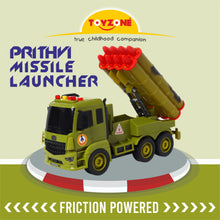 Load image into Gallery viewer, Prithvi Missile Launcher | Friction Powered Toy | Unbreakable Toy | Missile Launcher Toy Truck | Push and Go | Made in India | For kids 3+ year
