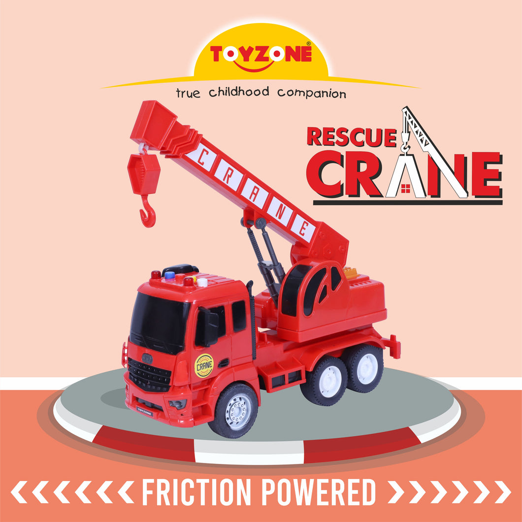 Rescue Crane | Friction Powered Toy | Unbreakable Toy | Push and Go | Made in India | For kids 2+ year