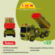 Load image into Gallery viewer, Prithvi Missile Launcher | Friction Powered Toy | Unbreakable Toy | Missile Launcher Toy Truck | Push and Go | Made in India | For kids 3+ year
