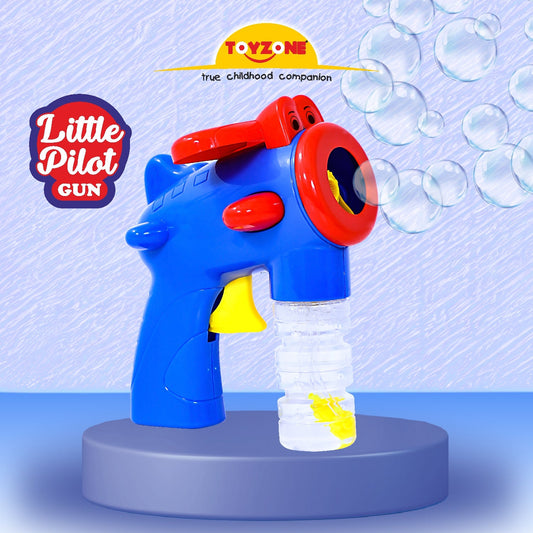Little Pilot Bubble Gun | Bubble Gun Toy | Bubble Blower | Bubble maker for Kids | Portable Bubble Machine | Outdoor & Indoor activity toy | Music with Soft Light | Colorful Bubbles | Cool bubble toy | For kids age 3+ years