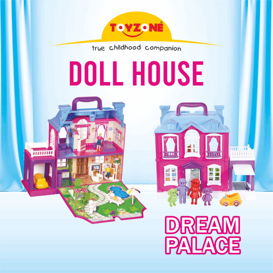Dream Palace Doll House - 40 pcs | Girls Role Playset | Pretend Play | Doll House with Furniture | Dollhouse Accessories | Imaginative Play | Playhouse | For Kids Age 3+ years