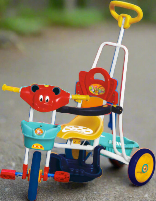Little Mickey Tricycle | Cycle with Parent Handle | Baby Cycle | Tricycle for Kids | Baby Tricycle | Trike Cycle| Rubber Wheel | For Kids 2+ years