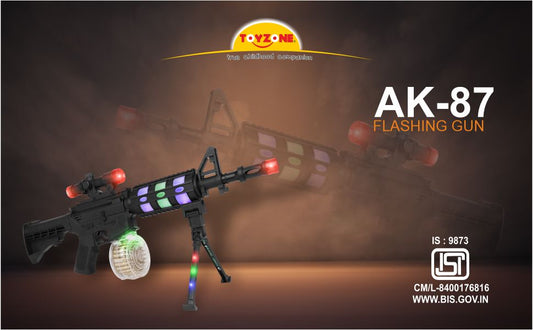 AK-87 Flashing Gun | Shooting Gun | Role Play Toy | Compact Toy Gun | Imaginative Play Gun | For Kids 3+ years