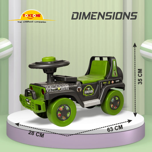 Toyzone Ride On | Baby Car | Kids Car | Toy Car| Push Car| Swing Car| Ride on Car with Music & Horn (Ben 10 Safari)
