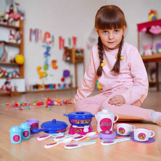 Disney Princess Kitchen Set | Kids Kitchen Set | Role Play Set | Pretend Play Kitchen Accessories Set | Cooking set | Miniature Household Set | For Kids age 3+ years