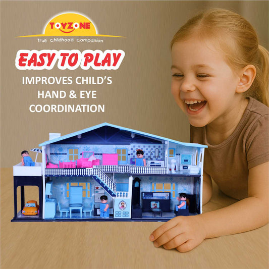 Frozen Party Home Doll House | Girls Role Playset | Pretend Play | Doll House with Furniture | Dollhouse Accessories | Imaginative Play | Playhouse | For Kids Age 3+ years