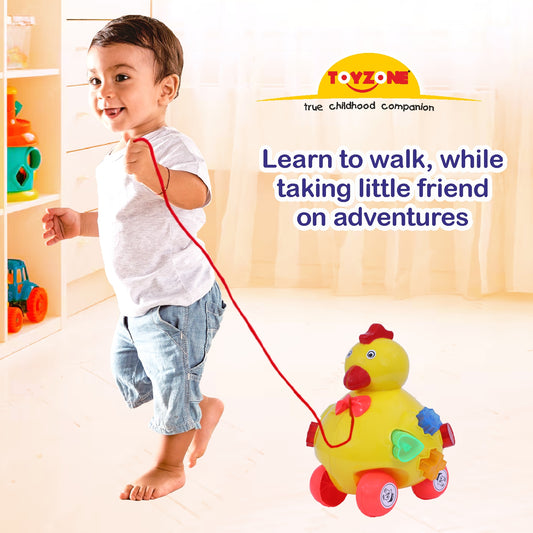 Hen Pull Along | Interactive pull toy | Toy for walking babies Toddler | Movement toy | Early learning Pull toy | Toddler activity toy | For age 12+ Months