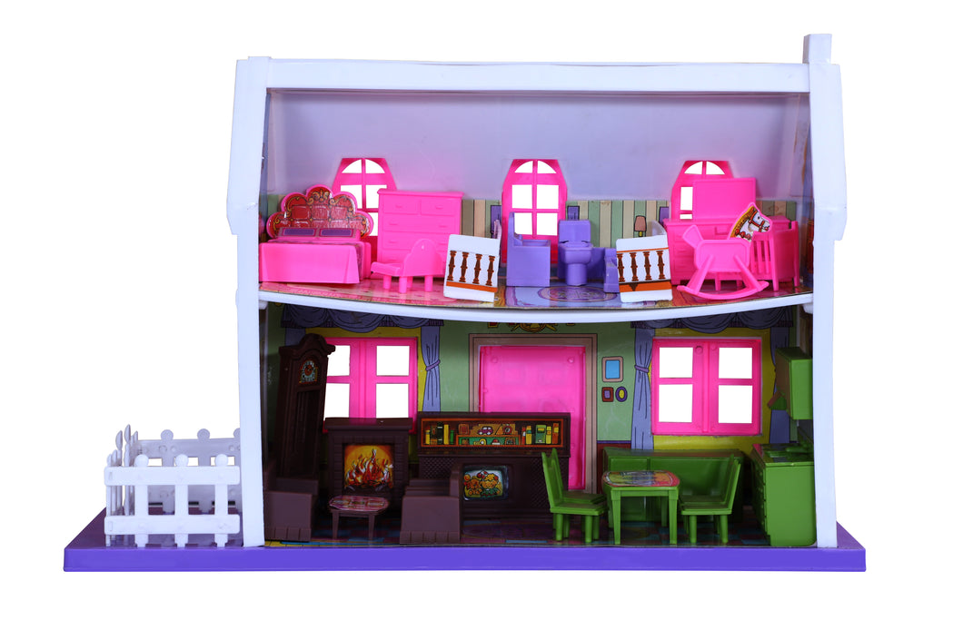 My Little Doll House - 34 pcs | Girls Role Playset | Pretend Play | Doll House with Furniture | Dollhouse Accessories | Imaginative Play | Playhouse | For Kids Age 3+ years