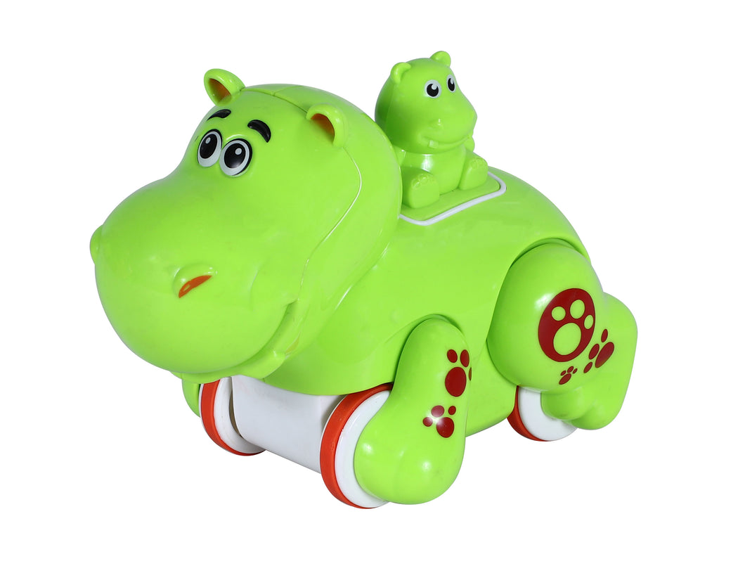 Press & Go Cute Animal - Hippo | Friction Powered Toy | Unbreakable Toy | Durable Crawling Animal Toy | Made in India | For kids 1+ year