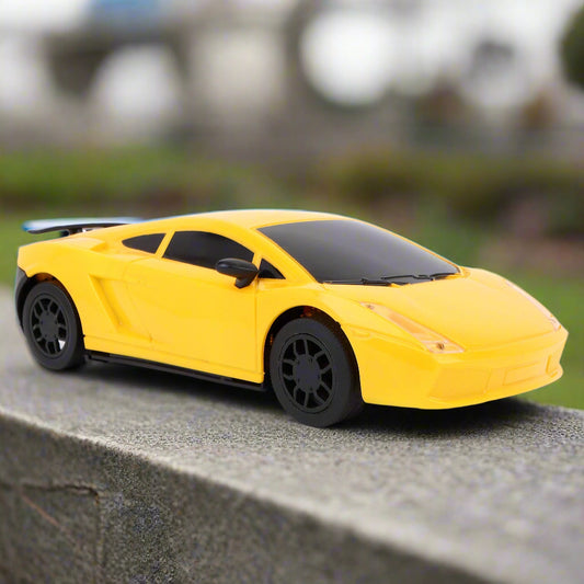 Mini Pro RC Car - Yellow | 27 MHz Fully Functionable | 1:24 Scale | Battery & Charger Cable | Range upto 25m | Luminous Headlight | Perfect Tyre Grip | For Age 4+ Years