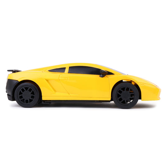 Mini Pro RC Car - Yellow | 27 MHz Fully Functionable | 1:24 Scale | Battery & Charger Cable | Range upto 25m | Luminous Headlight | Perfect Tyre Grip | For Age 4+ Years