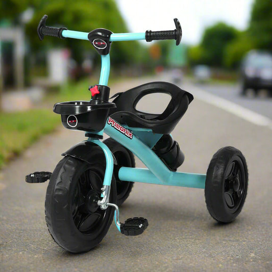 Phoenix Tricycle - Green | Kids Baby Cycle | Baby Push Cycle | With Rubber Wheels | Kids 3-Wheel Bike with Basket | For Kids 3+ Years