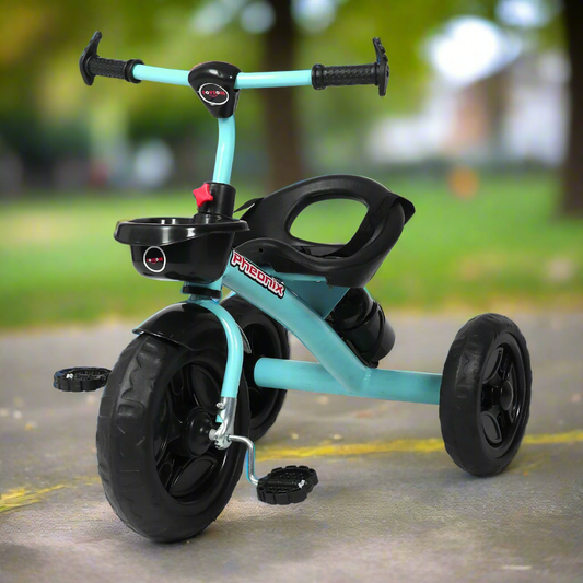 Phoenix Tricycle - Blue| Kids Baby Cycle | Baby Push Cycle | With Rubber Wheels | Kids 3-Wheel Bike with Basket | For Kids 3+ Years