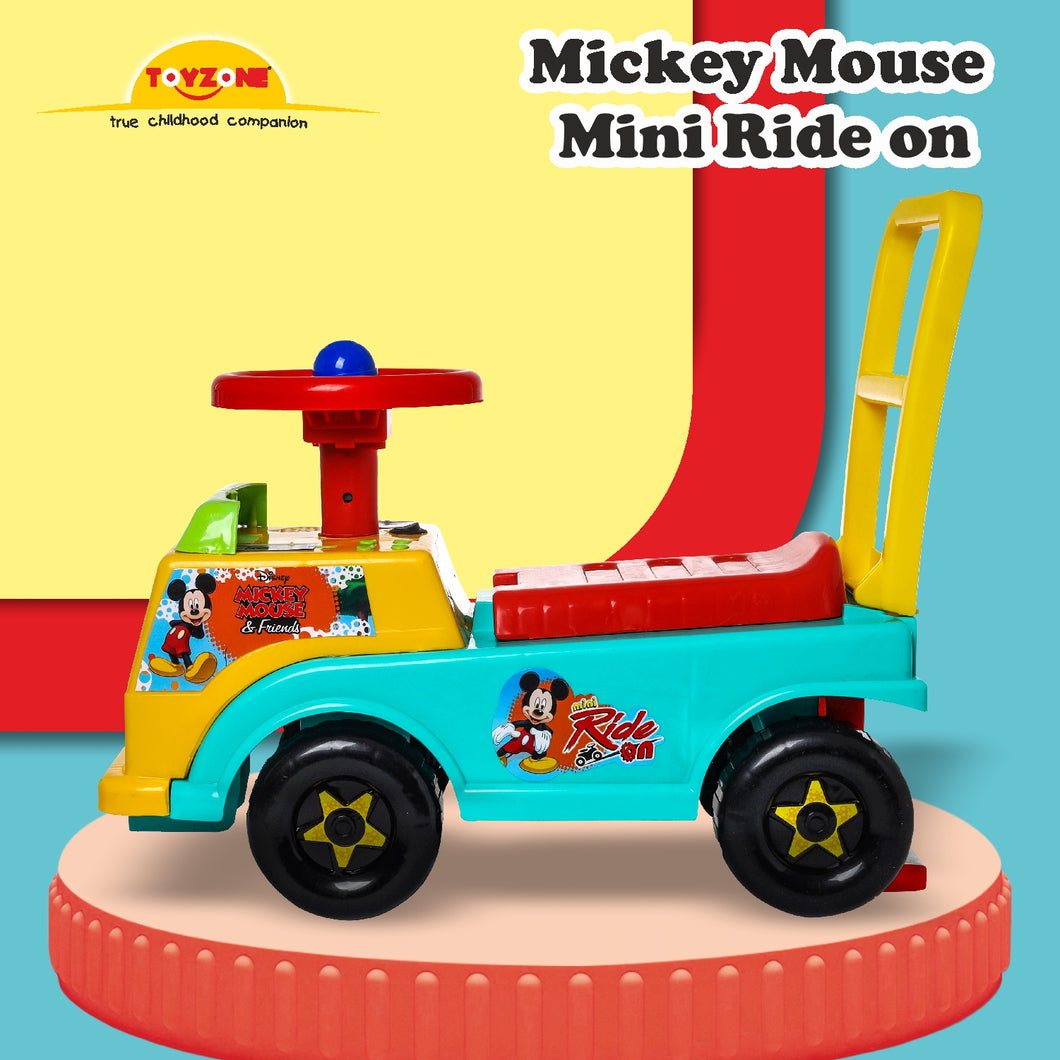 Mickey Mouse Mini Ride On | Push Ride-on | Push Car with Storage | Ride-On Car with Backrest | Ride On for Toddlers | For Kids 3+ years