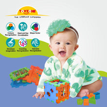 Load image into Gallery viewer, Play &amp; Learn Cube | Early learning cube toy | Interactive learning toy | Shape sorting toy | Multi-functional educational cube | Play and learn Activity cube | Tactile learning toy | Early childhood development toys for toddlers
