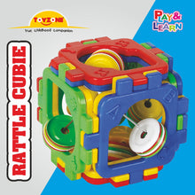 Load image into Gallery viewer, Rattle Cubie | Early learning cube toy | Interactive learning toy | Rattle toy | Play and learn Activity cube | Early childhood development toys for toddlers
