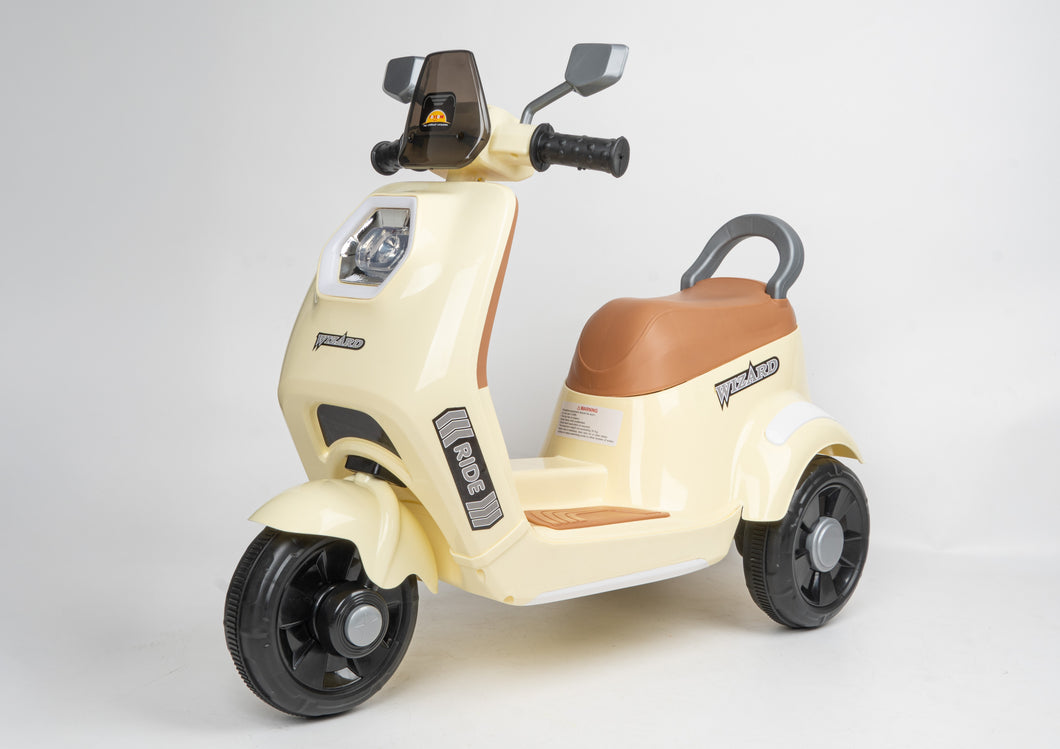 Wizard Electric Scooty - Ivory | Rechargeable Scooty | Powered by 6V & 4.5 AH Battery | Bluetooth Music & Lights | For 2 to 8 Years Old