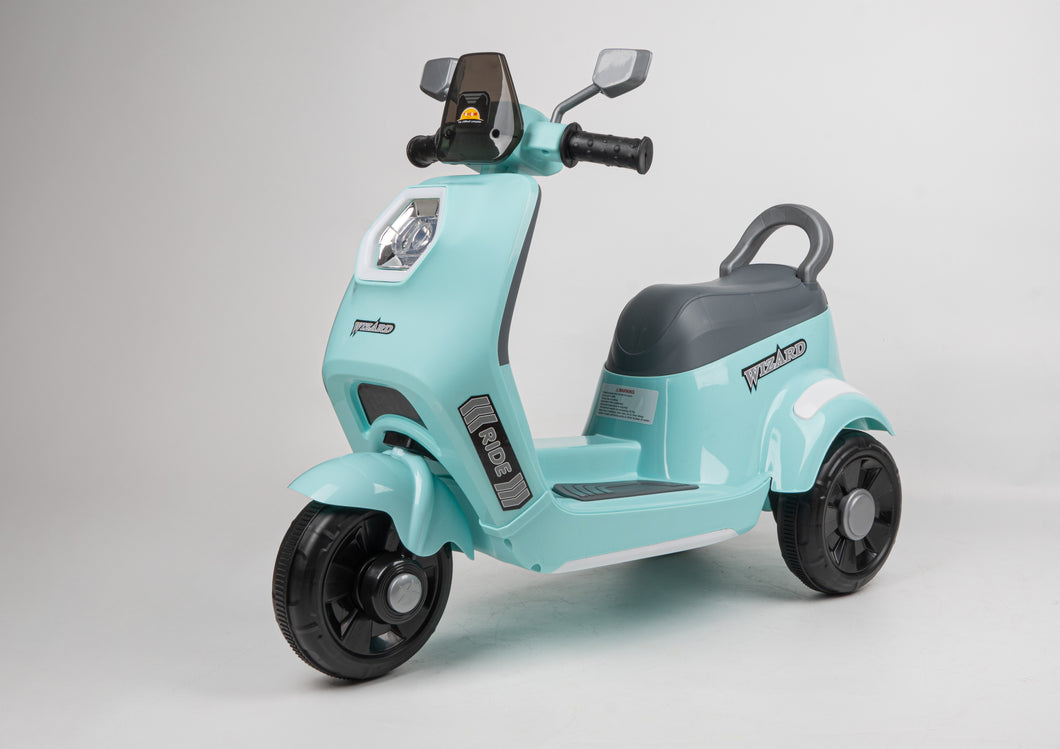 Wizard Electric Scooty - Blue | Rechargeable Scooty | Powered by 6V & 4.5 AH Battery | Bluetooth Music & Lights | For 2 to 8 Years Old