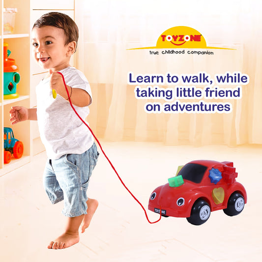 Car Pull Along | Interactive pull toy | Toy for walking babies Toddler | Movement toy | Early learning Pull toy | Toddler activity toy | For age 12+ Months