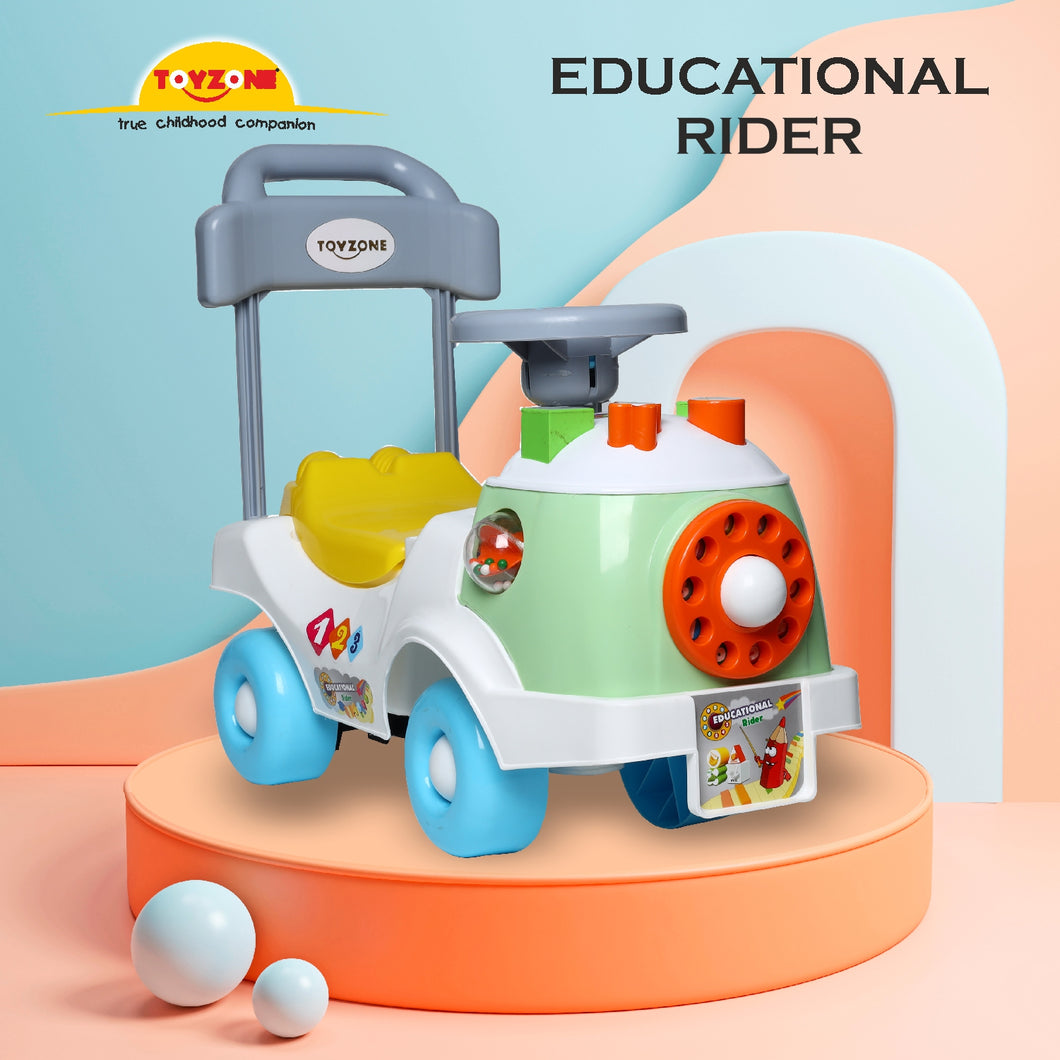 Educational Rider | Push Ride-on | Push Car with Storage | Ride-On Car with Backrest | Ride On for Toddlers | For Kids 3+ years