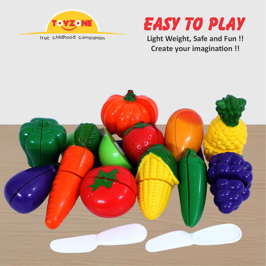 Paradise Fruits & Vegetables - 15Pcs | Fruit & vegetable toy set | Kids food blocks | Pretend play food | Educational food toys | Toddler fruit set | Kids play vegetables | Learning fruit blocks | Play food for toddlers | For kids age 3+ years