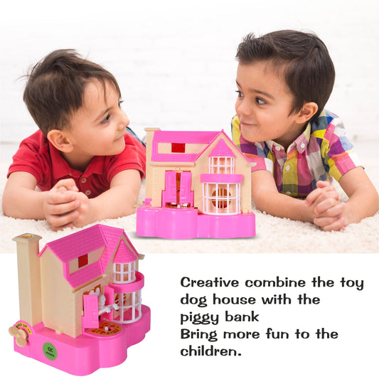Puppy House Coin Bank - Pink | Classic Puppy House Toy | Coin Collecting Bank for Kids | Fun Piggy Bank | Money Saving Bank Toy | Cute Puppy Coin Bank | Kids' Coin Storage Toy | For Kids 2+ Years