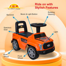 Load image into Gallery viewer, Raptor Ride on - Orange | Car for Kids | Toddlers Push Car with Backrest | Music &amp; LED Light | Under Seat Storage | For kids 2+ Years
