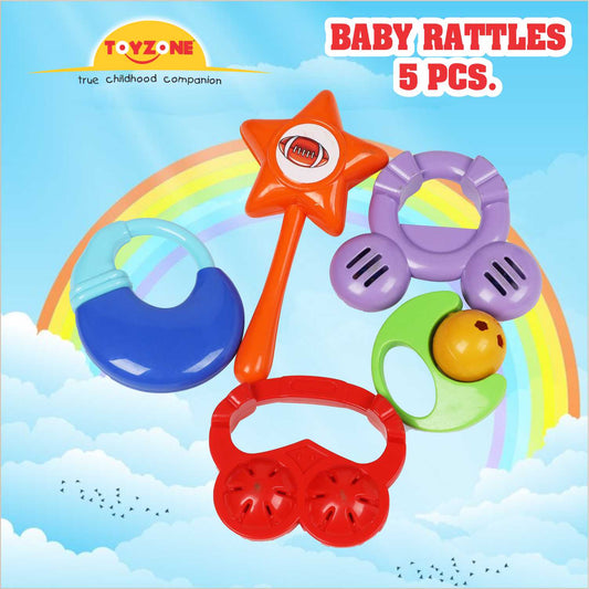 5 Pcs. Baby Rattles | Infant Rattle | Infant Sensory Rattle Set | Baby First Rattles | Baby Developmental Toys | Grasping Rattles for Babies | Newborn Gift Set | For Infants