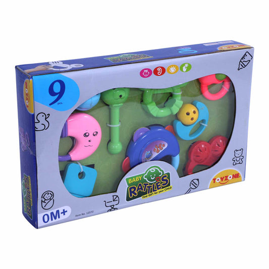 9 Pcs. Baby Rattles | Infant Rattle | Infant Sensory Rattle Set | Baby First Rattles | Baby Developmental Toys | Grasping Rattles for Babies | Newborn Gift Set | For Infants