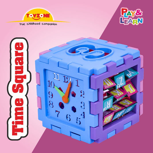 Time Square Cube | Early learning cube toy | Interactive learning toy | Shape sorting toy | Multi-functional educational cube | Play and learn Activity cube | Tactile learning toy | Early childhood development toys for toddlers