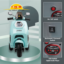 Load image into Gallery viewer, Wizard Electric Scooty - Blue | Rechargeable Scooty | Powered by 6V &amp; 4.5 AH Battery | Ride-On Scooter | Kids Electric Scooty | For Kids 3+ Years
