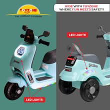 Load image into Gallery viewer, Wizard Electric Scooty - Blue | Rechargeable Scooty | Powered by 6V &amp; 4.5 AH Battery | Ride-On Scooter | Kids Electric Scooty | For Kids 3+ Years
