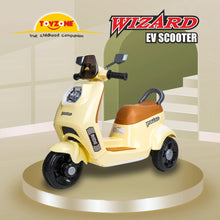 Load image into Gallery viewer, Wizard Electric Scooty - Ivory | Rechargeable Scooty | Powered by 6V &amp; 4.5 AH Battery | Bluetooth Music &amp; Lights | For 2 to 8 Years Old
