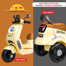 Load image into Gallery viewer, Wizard Electric Scooty - Ivory | Rechargeable Scooty | Powered by 6V &amp; 4.5 AH Battery | Ride-On Scooter | Kids Electric Scooty | For Kids 3+ Years
